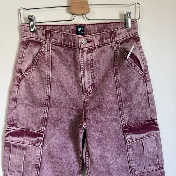Gap Kids Low Rise Stride Baggy Acid Wash Red Cargo Jeans Y2K 90’s - Picture 7 of 11